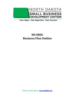 Business Plan Outline - North Dakota Small Business Development