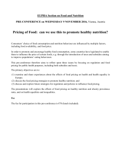 Pricing of Food: can we use this to promote healthy nutrition?