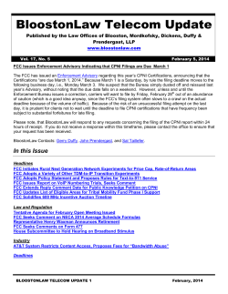 BloostonLaw Telecom Update - Blooston, Mordkofsky, Dickens