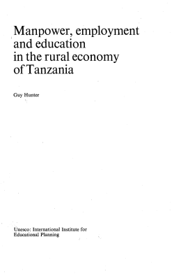 Manpower, employment and education in the rural economy of