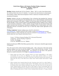 United States History (AP) Summer Reading Writing Assignment