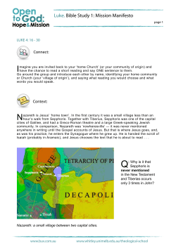 Luke. Bible Study 1: Mission Manifesto