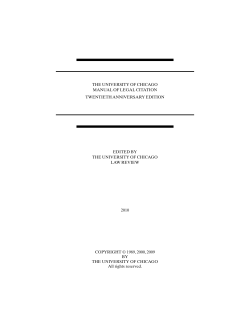 THE UNIVERSITY OF CHICAGO MANUAL OF LEGAL CITATION