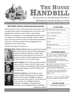 Summer 2014 Newsletter - Michigan Women`s Hall of Fame
