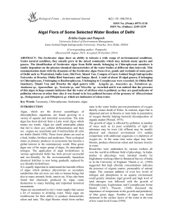 Algal Flora of Some Selected Water Bodies of Delhi