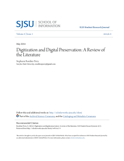 Digitization and Digital Preservation - SJSU ScholarWorks