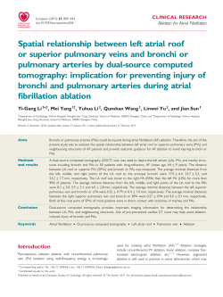 Spatial relationship between left atrial roof or superior pulmonary