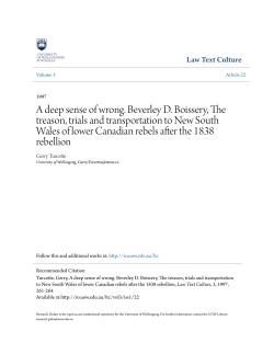 A deep sense of wrong. Beverley D. Boissery, The treason, trials and