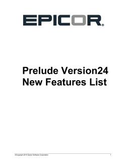 Prelude V20 New Features - Epicor Customer Web Site