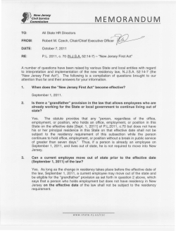 memorandum - State of New Jersey