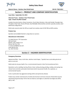 Headed Stainless Steel MSDS - Stud Welding Products, Inc.