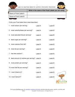 Circle your Food label that is best described: 1. most sodium per