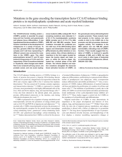 Mutations in the gene encoding the transcription factor CCAAT