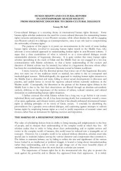 Human Rights And Cultural Reform In Contemporary Muslim