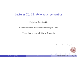 Lectures 20, 21: Axiomatic Semantics