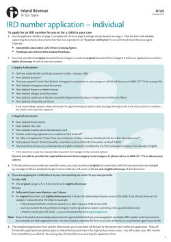IRD number application &ndash; individual