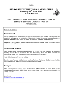 STONYHURST ST MARY`S HALL NEWSLETTER Thursday 26 June