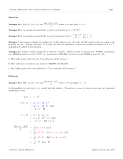 Calculus I Homework: Four Ways to Represent a Function Page 1