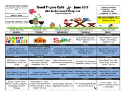 Senior Lunch Menu