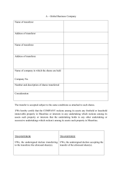 A &ndash; Global Business Company Name of transferor Address of