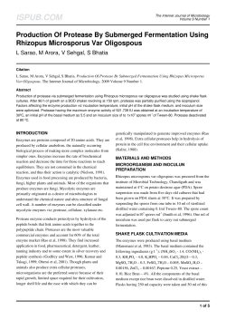 Production Of Protease By Submerged Fermentation Using