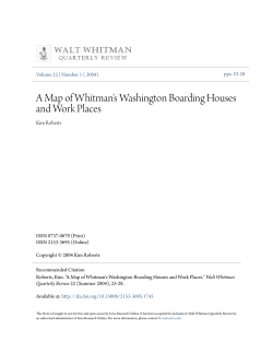 A Map of Whitman`s Washington Boarding Houses and Work Places