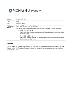 Author McKemmish, Sue Year 1996 Title Evidence of Me