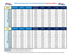 Pacific Swimming Senior Time Standards 2016