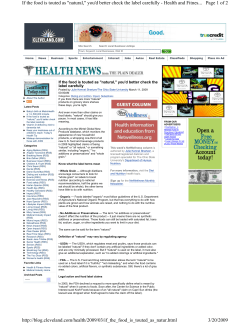 March 11, 2009: If the food is touted as "natural,"