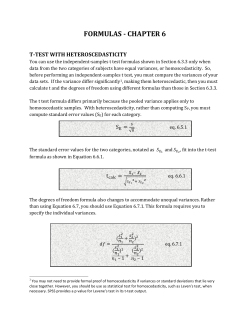 T formula for Pooled Variance