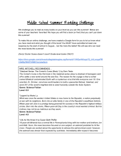 Middle School Summer Reading 2016-2017