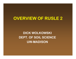 Overview of RUSLE 2 - Soil Science at UW