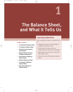 The Balance Sheet, and What it Tells Us