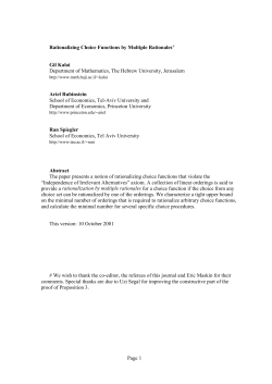 Rationalizing Choice Functions by Multiple Rationales# Gil Kalai