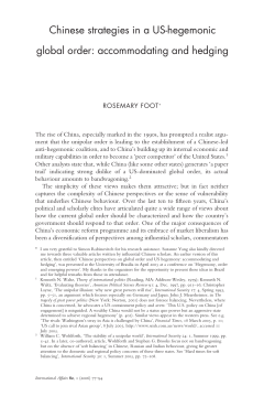 Chinese strategies in a US-hegemonic global order