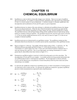 CHAPTER 15 CHEMICAL EQUILIBRIUM