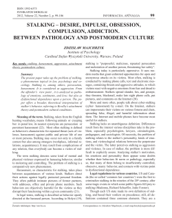 STALKING &ndash; DESIRE, IMPULSE, OBSESSION, COMPULSION