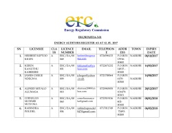 Energy Auditors Register - Energy Regulatory Commission
