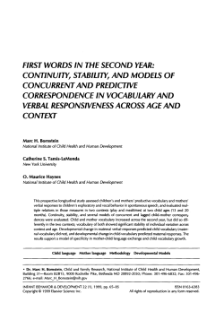 FIRST WORDS IN THE SECOND YEAR: CONTINUITY, STABILITY