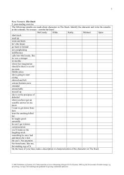 Rose Tremain: The Stack 1. post-reading exercise The