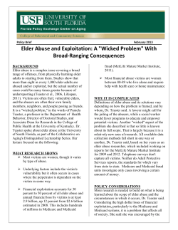 Elder Abuse and Exploitation: A "Wicked Problem" With Broad