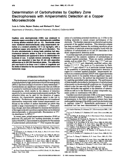 Determination of Carbohydrates by Capillary Zone Electrophoresis