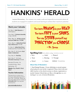 May 1-5 2017 Newsletter