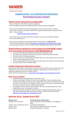 SUMMER SCHOOL 2017 REGISTRATION PROCEDURES FOR