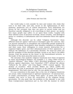 On Religious Fanaticism - Psychosynthesis Palo Alto