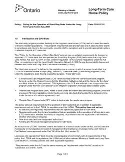 Policy for the Operation of Short-Stay Beds Under the Long