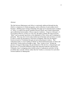 From &Ograve;g&uacute;n to Othello: (Re)Acquainting Yoruba Myth and