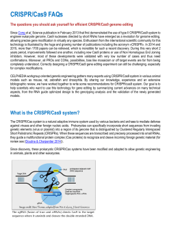 CRISPR/Cas9 FAQs