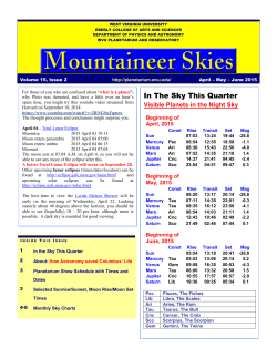 In The Sky This Quarter - WVU Planetarium