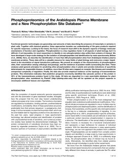 Phosphoproteomics of the Arabidopsis Plasma Membrane and a